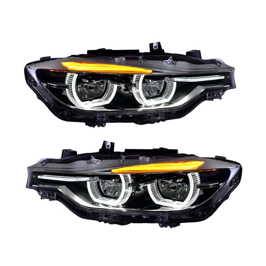 BMW 3 Series Sedan Upgraded Hex Halo LED Headlight Assemblies | F30 F35 328i 330i 335i 340i | F-Chassis 2012-2018