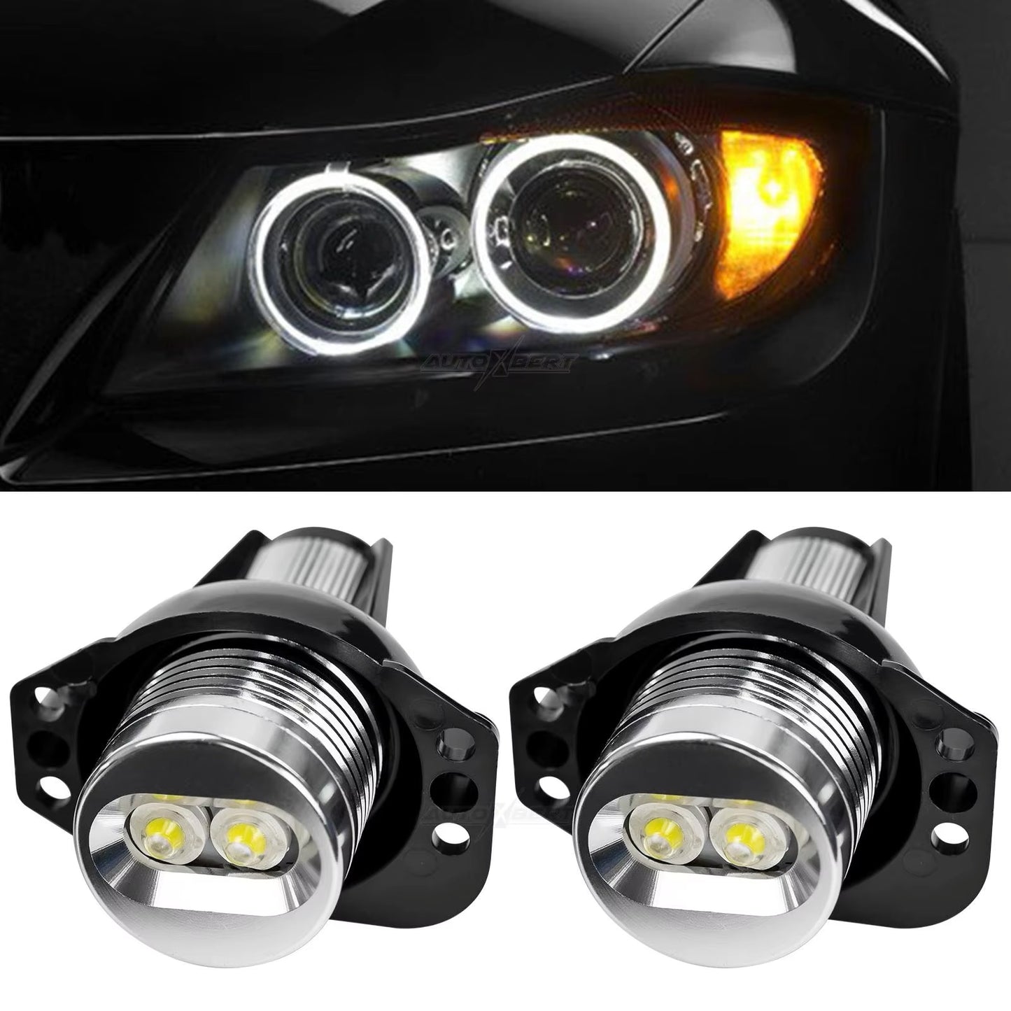 BMW 3 Series Pre-LCI LED Angel Eye Halo Bulb Pair for Halogen Headlight Assemblies (6000K White) | E90 E91 325i 328i 330i 335i