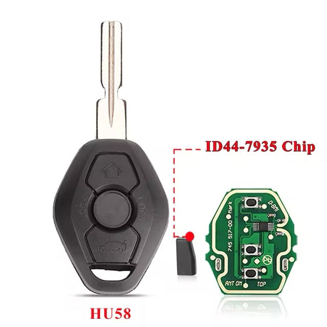 BMW 1 3 5 7 Series EWS System Keyfob Case with Transmitter Chip (315/433MHz) | E38 E39 E46 X3 X5 Z3 Z4