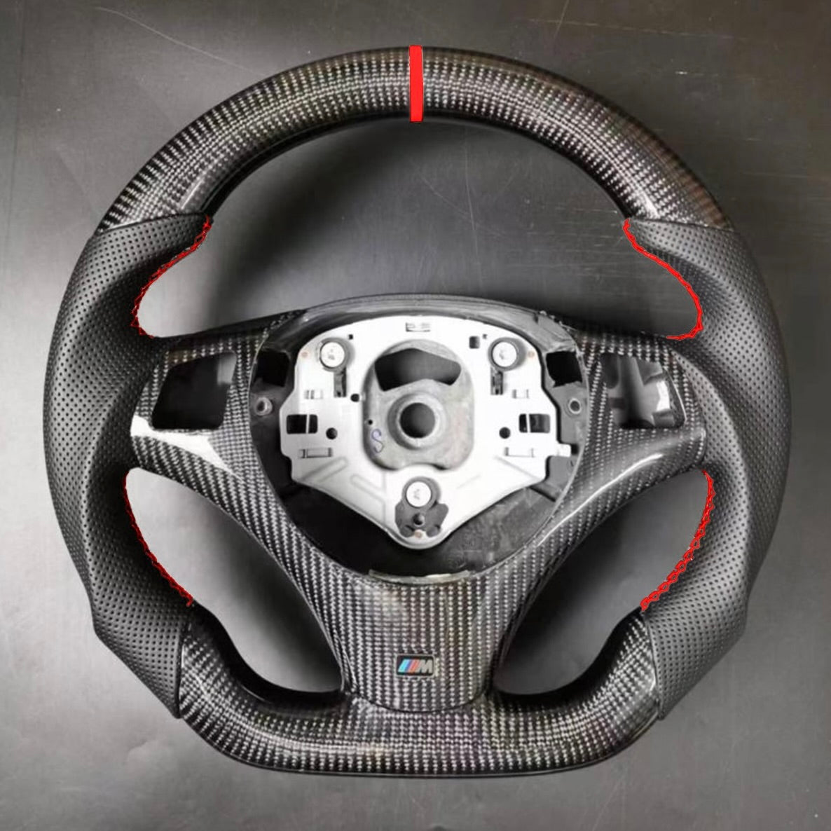 BMW 1 3 Series Flat-Bottom Carbon Fiber Steering Wheel (without Paddle Holes) | E90 E91 E92 E93 E82 E87 E88 325i 328i 330i 335i M3