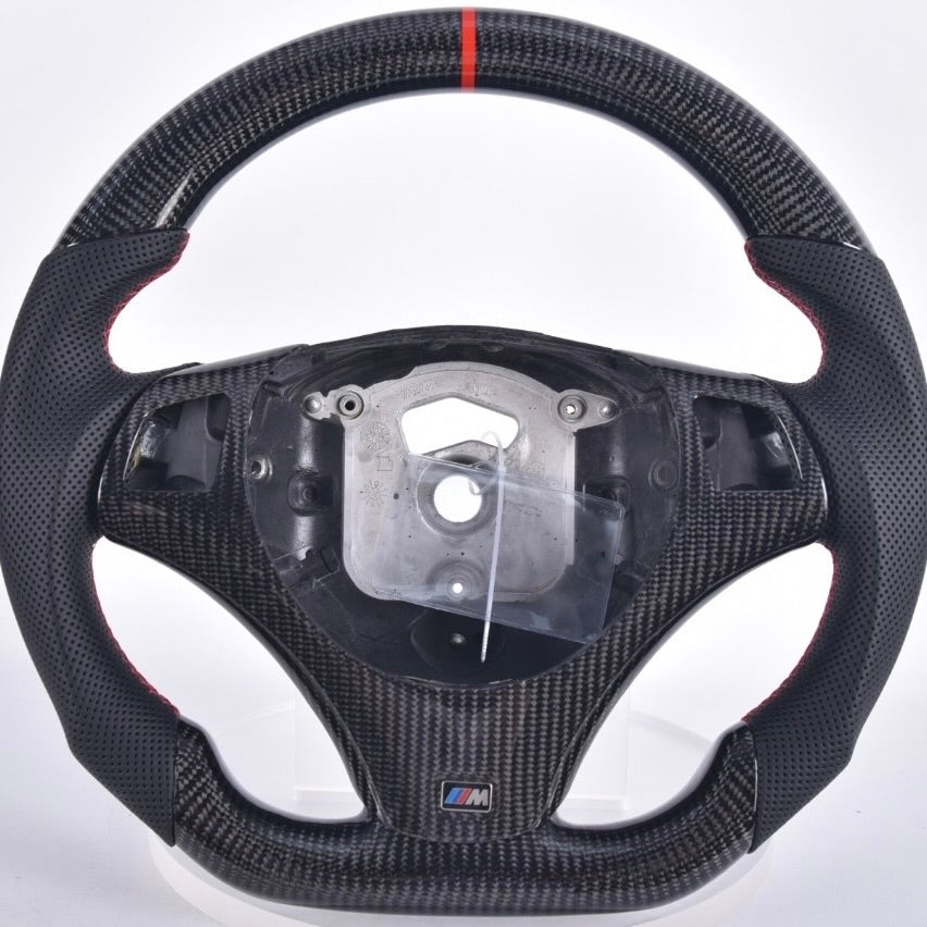 BMW 1 3 Series Flat-Bottom Carbon Fiber Steering Wheel (without Paddle Holes) | E90 E91 E92 E93 E82 E87 E88 325i 328i 330i 335i M3