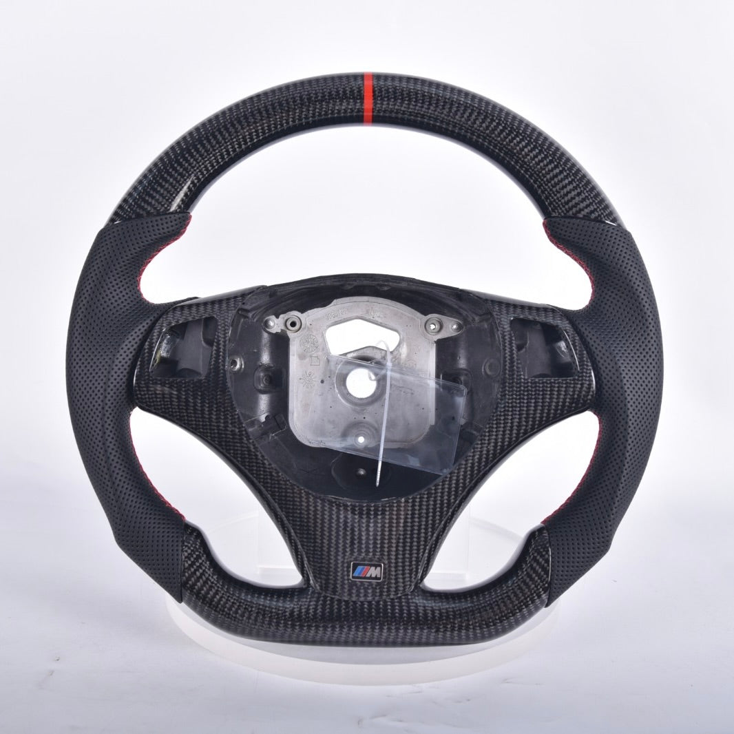 BMW 1 3 Series Flat-Bottom Carbon Fiber Steering Wheel (with Paddle Holes) | E81 E82 E87 E88 E90 E91 E92 E93 M3