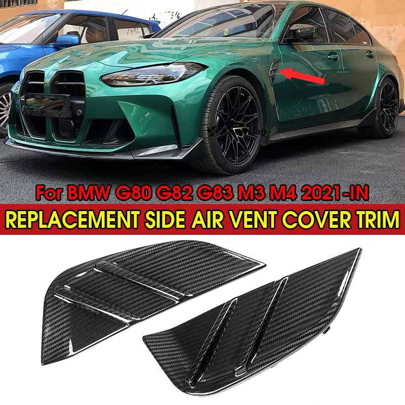 BMW G Series M3 Real Dry Carbon Fiber Fender Vent Replacement Covers (Predator Style) | fits G80 G82 G83 | Sedan, Coupe, Convertible