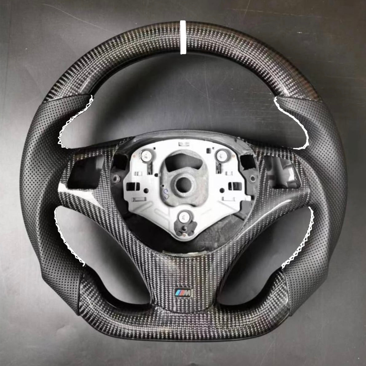 BMW 1 3 Series Flat-Bottom Carbon Fiber Steering Wheel (without Paddle Holes) | E90 E91 E92 E93 E82 E87 E88 325i 328i 330i 335i M3