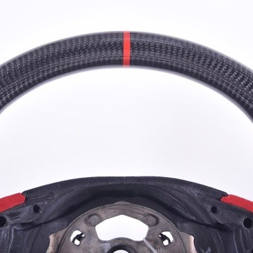 BMW 3 Series Carbon Fiber Flat Bottom Blood Red Alcantara Non-Sport Steering Wheel (without Paddle Holes) | E90 E91 E84 E84 X1