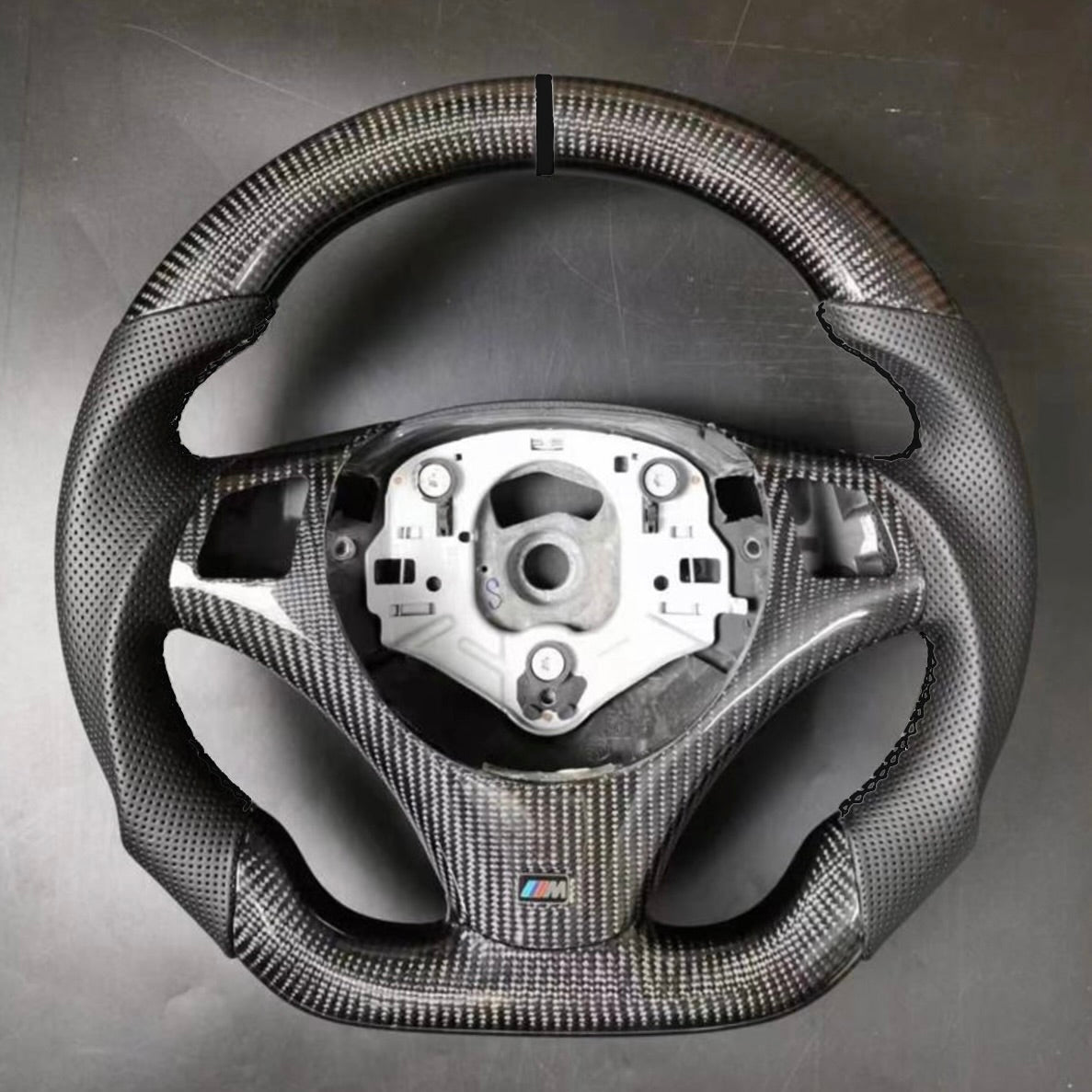 BMW 1 3 Series Flat-Bottom Carbon Fiber Steering Wheel (with Paddle Holes) | E81 E82 E87 E88 E90 E91 E92 E93 M3