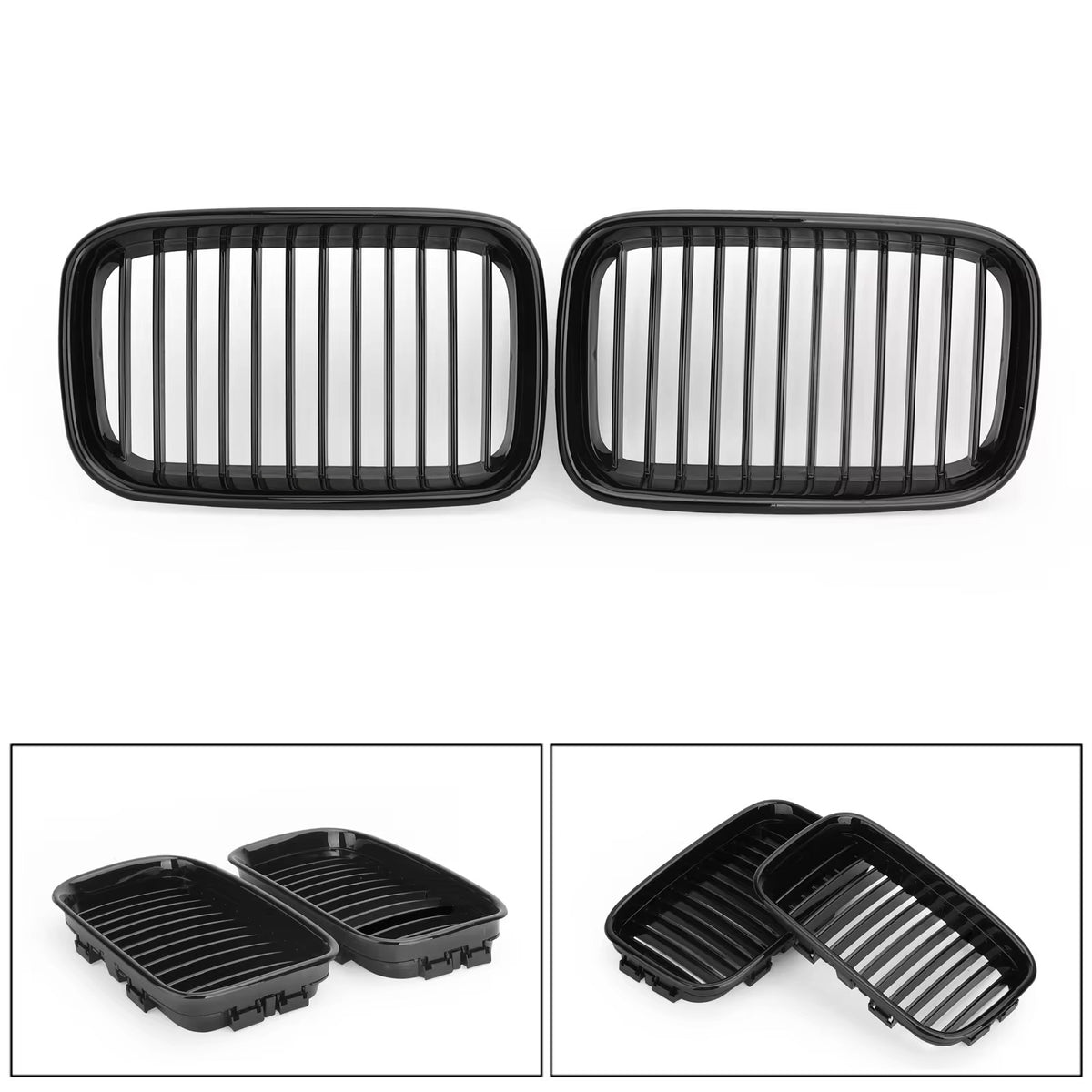 3AMOTOR Matte Black Front Kidney Grilles For 1991-1996 BMW E36 Pre-LCI & M3