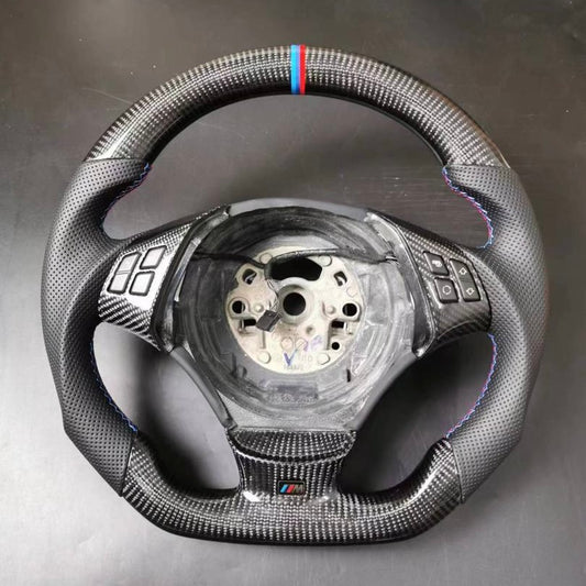 BMW E90 Flat-Bottom Carbon Fiber Steering Wheel (NO PADDLE HOLES)