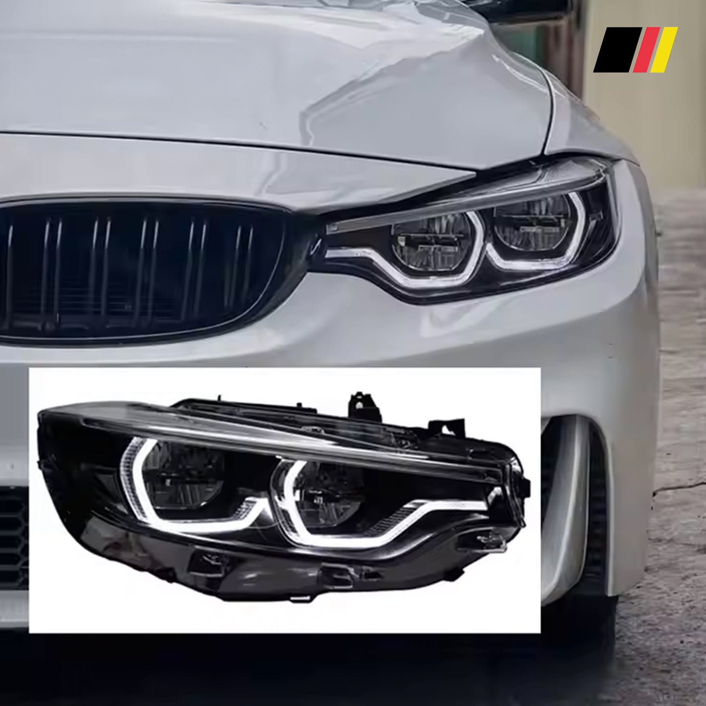 BMW 4 Series Coupe 'Lynx' White Halo Headlight Assemblies (OEM+) | F32 428i 430i 435i 440i | F-Chassis 2013-2017