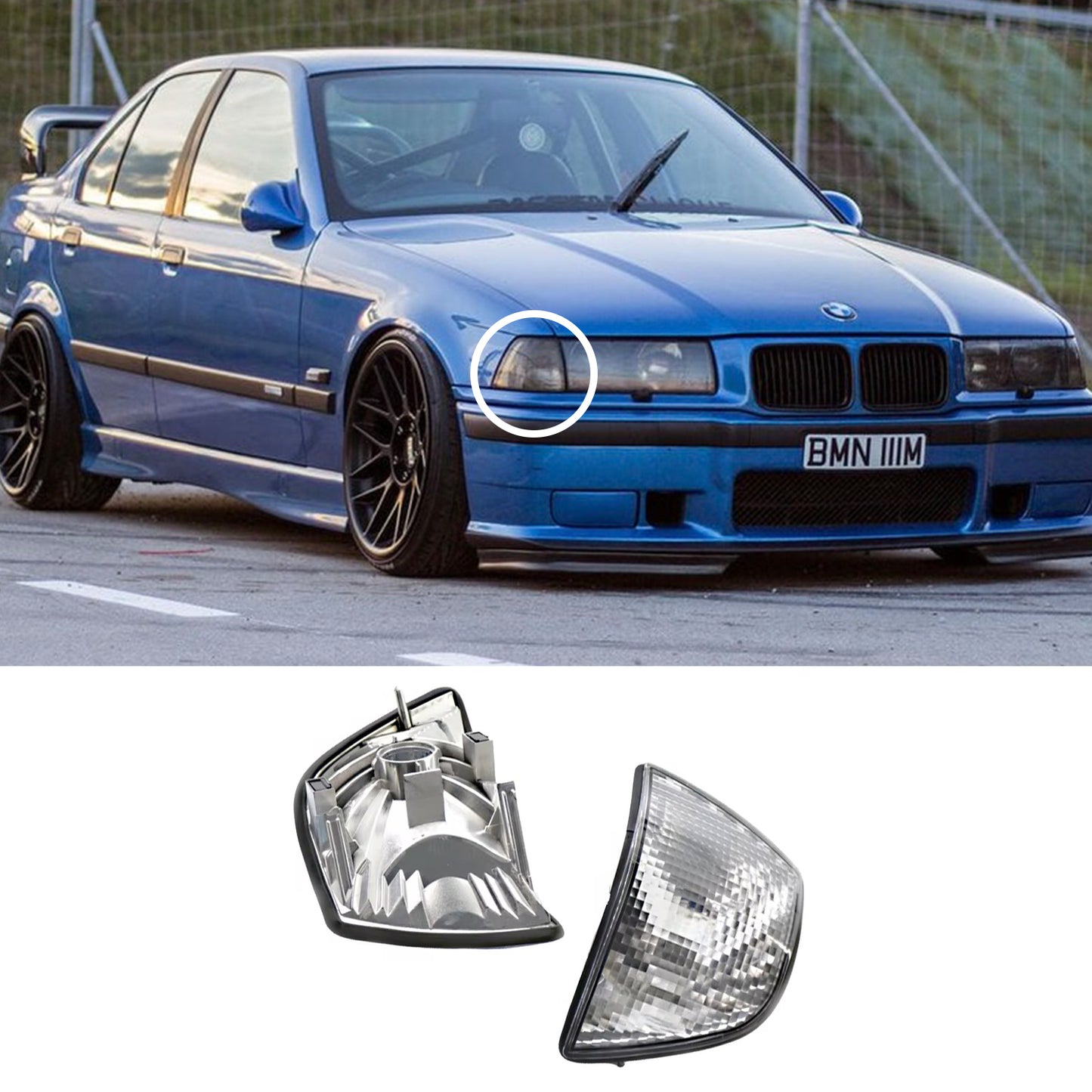 BMW E36 3-Series Headlight Front Turn Signal Light Housing Assembly | 1992-1998 Sedan/Hatchback 318i 325i 328i M3