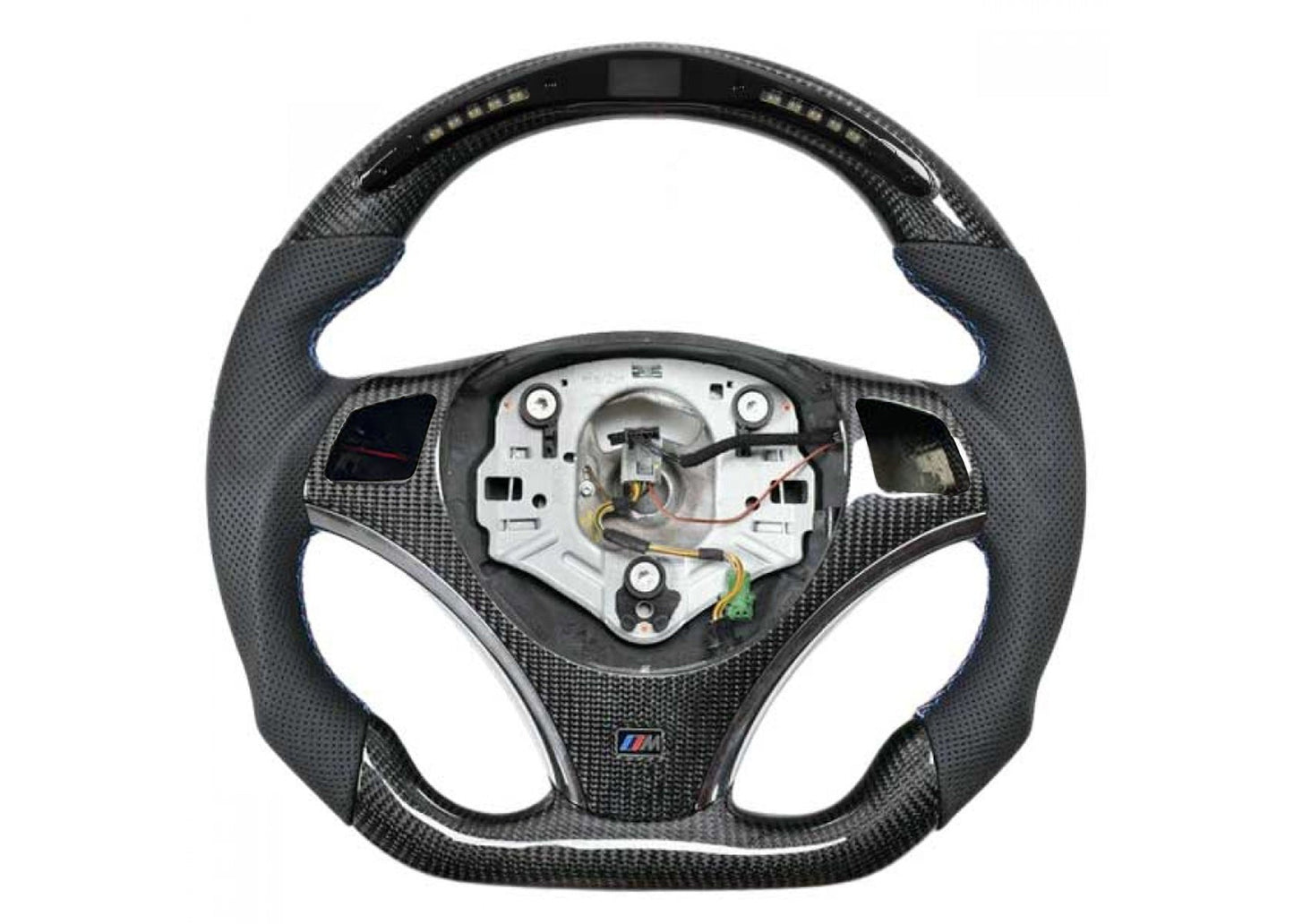BMW E90 E92 LED Performance Flat-Bottom Carbon Fiber Steering Wheel (W/ PADDLE HOLES)