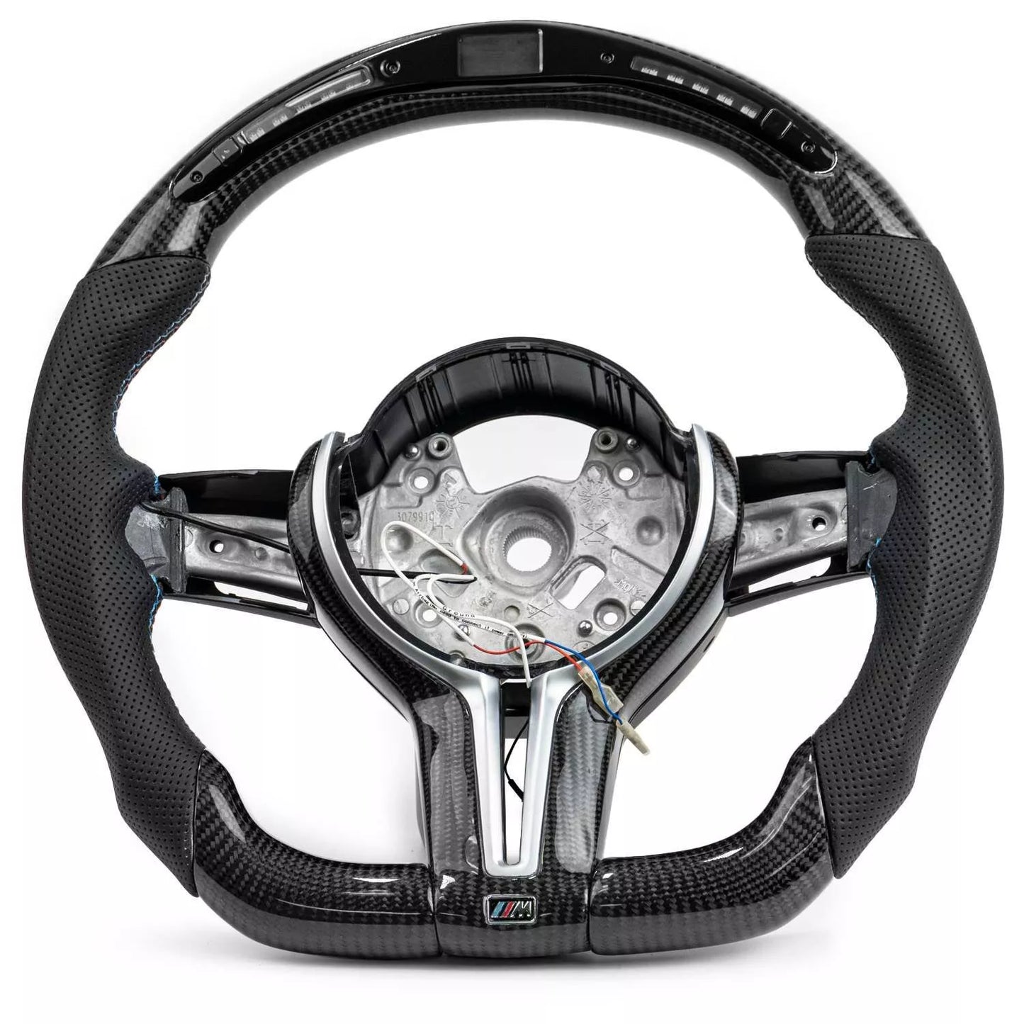 BMW M2 M3 M4 LED Performance Flat-Bottom Carbon Fiber Steering Wheel (W/ PADDLE HOLES)
