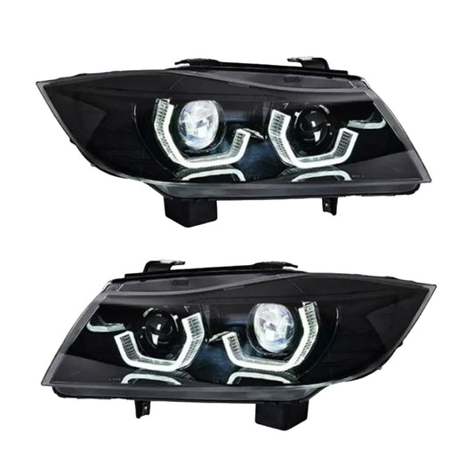 BMW 3 Series Sedan Wagon Hex Style 3D LED Halo Headlight Set (fits Pre-LCI and LCI) | E90 E91 325i 328i 330i 335i 335D