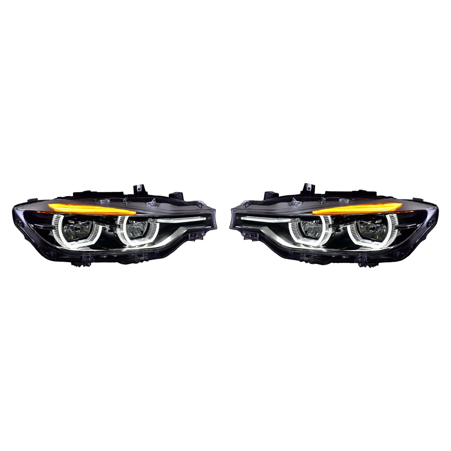 BMW 3 Series Sedan Upgraded Hex Halo LED Headlight Assemblies | F30 F35 328i 330i 335i 340i | F-Chassis 2012-2018