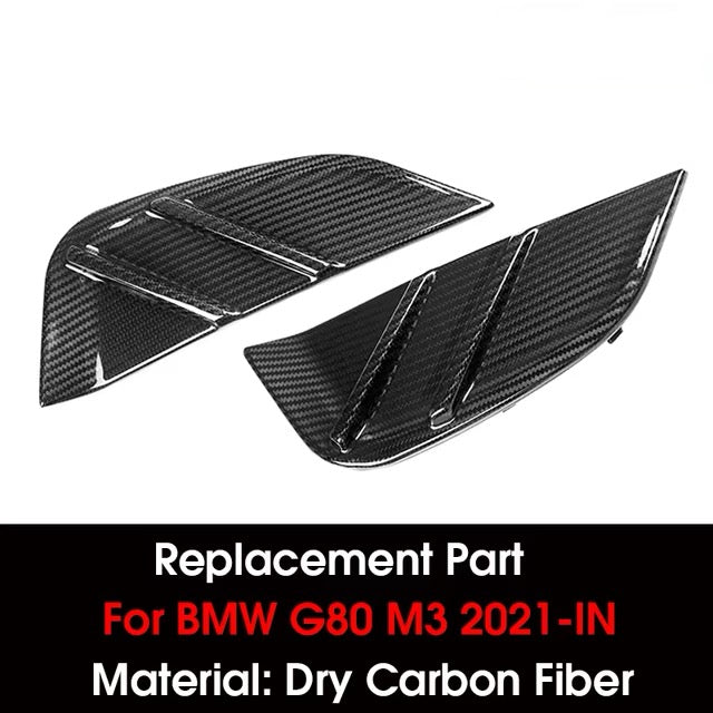 BMW G Series M3 Real Dry Carbon Fiber Fender Vent Replacement Covers (Predator Style) | fits G80 G82 G83 | Sedan, Coupe, Convertible