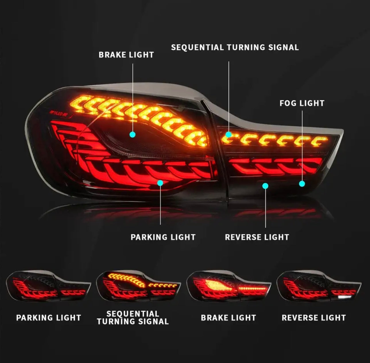 BMW F32 F82 OLED GTS Style Dragon Teeth Sequential Taillights