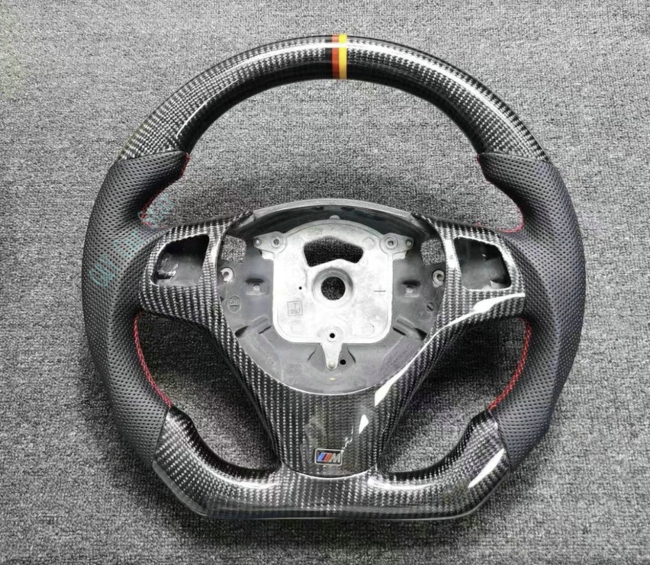 BMW E90 E92 Flat-Bottom Carbon Fiber Steering Wheel (W/ PADDLE HOLES)