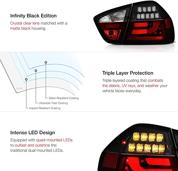 Luces traseras LED de doble haz OLED negro BMW E90 (anteriores a LCI)
